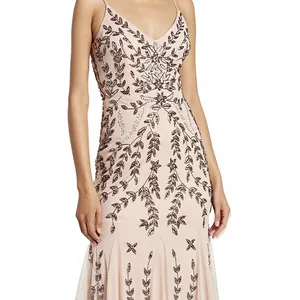 Elegant Beaded Sequin Floral <b>Embroidered</b> <b>Tulle</b> Strapless Off-the-shoulder Sleeveless A-Line Maxi Eco-Friendly Anti-Wrinkle - Product Image 4
