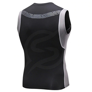 Wholesale Men's Sleeveless Quick Dry Fitness Tank Top O-Neck Sporty <b>Compression</b> <b>Vest</b> Black Gray Mesh Panel OEM ODM - Product Image 2