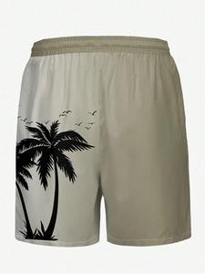 Shorts de bain unisexes pour hommes, séchage rapide, respirants, en tissu tissé, imprimé floral, shorts de plage, taille élastique, cordon de serrage, vêtements d'été - Product Image 4