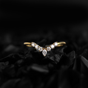 Curved Diamond Wedding Band V Shape Lab Grown Diamond <b>Ring</b> Curved <b>Stacking</b> Band Chevron Bridal <b>Ring</b> Anniversary Gift Wholesale - Product Image 1