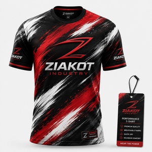 ZIAKOT industry Nouveau design T-shirt de performance pour homme, personnalisé, vert néon, noir-violet, motif abstrait 3D à effet de pincel - Product Image 3