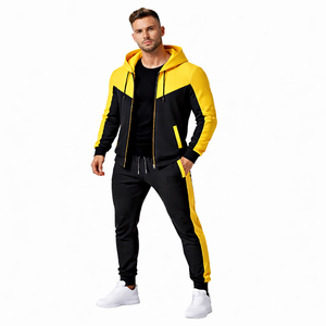 Conjunto Deportivo para Hombre, Sudadera con Capucha Negra y Amarilla, Pantalones Jogger, Ropa Deportiva, Traje de Entrenamiento, Diseño Personalizado OEM - Product Image 4