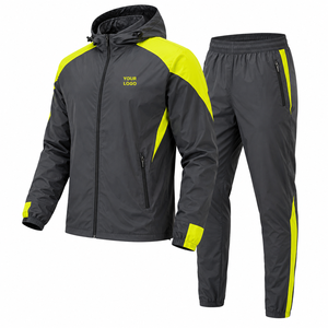 Custom Printed Logo Panel Hooded Solid Raglan Windbreaker Set Windproof Nylon Fabric Raglan Sleeve Panel Design Wholesale OEM - Product Image 1