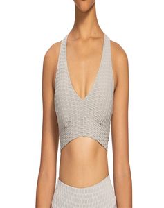 Textured Honeycomb Yoga Set Ruched V-Neck Sports Bra <b>Bubble</b> Fabric Activewear Gym <b>Top</b> High-Elastic Workout Gear Custom Fitness - Product Image 2