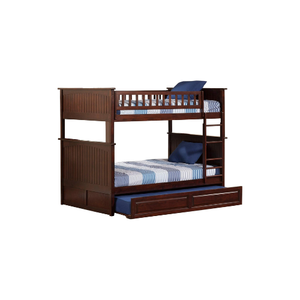 เตียงสองชั้นแบบดั้งเดิม Atlantic Furniture Nantucket ทำจากไม้สนแท้ พร้อมเตียงเสริมแบบยกสูง ทนทาน ตกแต่งด้วยสีวอลนัทโบราณ - Product Image 1