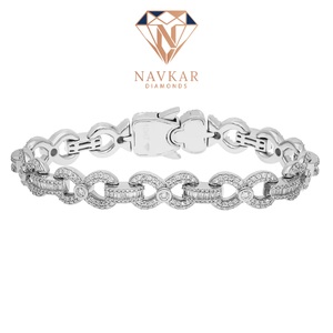 VVS Hip Hop Iced Out Sterling Silver Diamond Tennis Bracelet with Stainless Steel Cuban Chain Bracelet Women Jewelry for <b>Mens</b> - Product Image 2