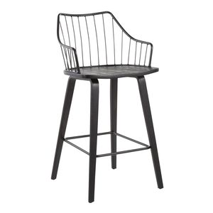 Tabouret de comptoir Winston Farmhouse en bois noir et métal, meubles de salle à manger - Product Image 1