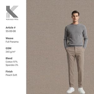 Tela Elástica de Algodón y Spandex para Hombre, Tejido Panamá Completo de 265GSM, Tejido Elástico con Diseño de Cesta de Melocotones, Proveedor al por Mayor OEM ODM - Product Image 1