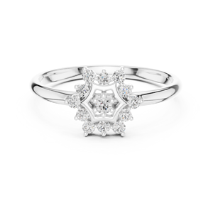 10K Designer Silver Engagement <b>Ring</b> for Her with <b>CZ</b> Accents - Product Image 5
