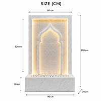 Fontaine murale en marbre traditionnelle islamique pour le Ramadan, arche de mosquée, fontaine à eau LED, décoration durable pour salle de prière musulmane, style arabe