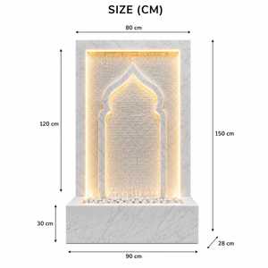 Fuente de Pared de Mármol Islámica para Ramadán, Diseño de Arco de Mezquita, Decoración Duradera para Sala de Oración Musulmana, Arquitectura Árabe con LED - Product Image 5