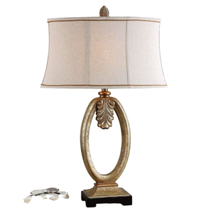 Lámpara de mesa de lujo con diseño de palmera dorada y pantalla de tela negra, base de resina tropical moderna, luz decorativa para dormitorio. - Product Image 5