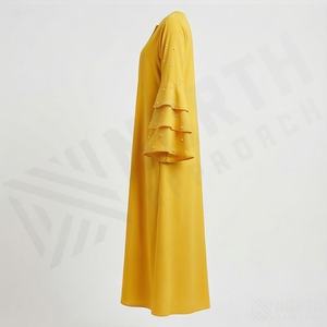 2025 OEM Kimono Abaya pour femmes musulmanes, en tissu polyester épais, doux et très extensible, col en V, manches longues, pour fêtes, Ramadan, mariages - Product Image 3