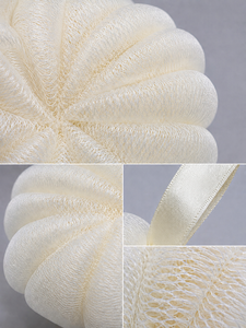 Flower Shape Shower <b>Puff</b> White Exfoliating Bath Sponge with Ribbon Hang Simple Style for Adults - Product Image 4