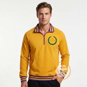 Sudadera de Cuello Redondo con Bordado Personalizado GREEK TREASURES para Hombre, Amarilla con Ribete, Manga Raglán, Tejido de Algodón, Estilo Casual - Product Image 4