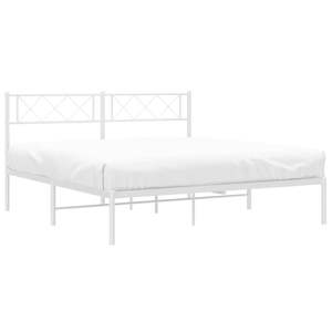 Cadre de lit en métal de taille king-size en acier thermolaqué blanc 59,1x78,7 pouces, améliorant le luxe et la durabilité - Product Image 3