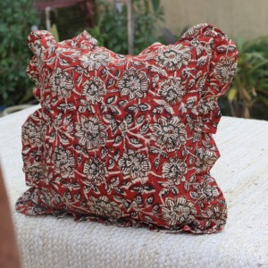 Handmade Modern Bohemian Cotton Frill <b>Cushion</b> <b>Cover</b> Indian Block Print Floral Hospital Home Luxury Raffle Ruffled Pillow <b>Covers</b> - Product Image 4