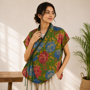 Chaleco Acolchado con Estampado Floral Personalizado BOHOBI para Mujer, Chaqueta sin Mangas con Relleno de Algodón, Estilo Kimono Bohemio, Chaleco de Invierno - Product Image 3