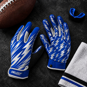 Gants de football américain pour jeunes et adultes, dos flexible, paume à haute adhérence, couleurs et marquage personnalisés, sangle de poignet réglable - Product Image 5