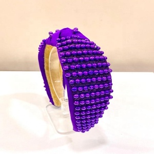 Designer 2024 Mardi Gras Embroidered Fully Beaded Hairbands <b>for</b> <b>Women</b> Beautiful Straw Beaded Seed <b>Headbands</b> - Product Image 5