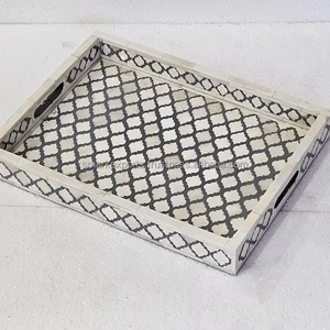 ถาดเสิร์ฟอาหารงานแต่งงานงานทำมือแผ่น MDF ฝังกระดูกเครื่องใช้บนโต๊ะอาหารปลอดภัยจากอินเดีย - Product Image 1