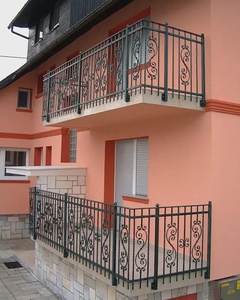 KHP Modern <b>Floor</b>-Mounted Wrought Iron Balcony Railing Rust-Resistant Tubular Design for Outdoor Use 3-Year Warranty DIY - Product Image 4