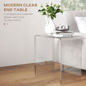 Tavolino Moderno in Acrilico Trasparente 53x30x53 cm con Bordi Arrotondati, Tavolino a Cascata per Uso Domestico con Spazio di Archiviazione da 30 cm - Product Image 4