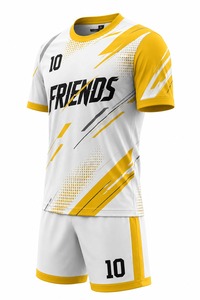 Conjunto de Camiseta de Fútbol Blanca y Amarilla Sublimada, Uniforme Deportivo Transpirable de Poliéster para Hombre, para Todas las Temporadas - Product Image 4
