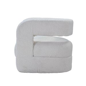 Poltrona Yitua in Peluche Bianco con Dettagli in Sherpa per Soggiorno, Comoda ed Elegante - Product Image 5