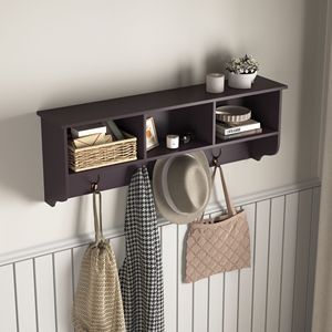 Perchero de Pared de Madera Blanca con 4 Ganchos Dobles para Almacenamiento en la Entrada y la Sala de Estar - Product Image 5
