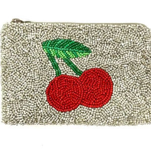 Pochette porte-monnaie tigre brodée à la main avec perles de rocaille, pour femmes et filles, avec fermeture éclair et perles de verre colorées. - Product Image 1