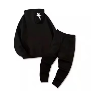 Sudadera con Capucha Unisex Negra con Estampado de Estrella Blanca, Manga Larga, Algodón, Estilo Urbano, Cierre con Cordón, Corte Regular, Otoño - Product Image 2