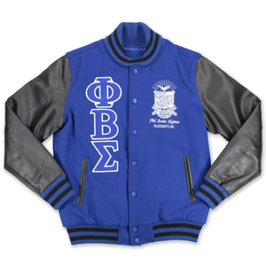 เสื้อแจ็คเก็ตขนสัตว์ Phi Beta Sigma สีน้ำเงินรอยัล-ดำ  แบบตัวอักษรกรีก  เสื้อแจ็คเก็ตนักศึกษา  เสื้อผ้าสำหรับสมาคมนักศึกษา  เสื้อโค้ทคุณภาพพรีเมียม อุ่นสบาย ทันสมัย - Product Image 2