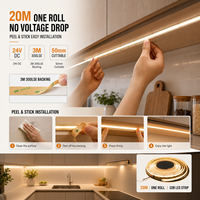 Bande LED COB découpable de 20 m, 24 V, 480 LED, PCB de 10 mm, 10 W/m, dimmable, 1800 K...10000 K, bande LED intelligente flexible, garantie 3 ans