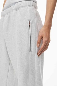 Pantalon de survêtement gris pour homme, taille élastique avec cordon de serrage, coupe décontractée, poches latérales, respirant, en coton tricoté - Product Image 2