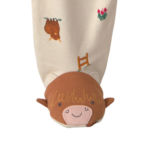 Mono de bebé con estampado adorable, cierre de cremallera y apliques en los pies, transpirable, ecológico, unisex, para todas las estaciones. - Product Image 3