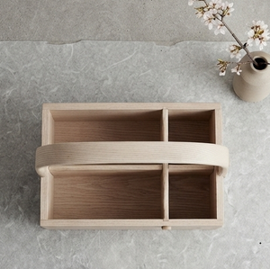 Organisateur de cuisine unique en bois de manguier fait main, finition blanchie, pour le rangement de la vaisselle et des couverts - Product Image 4