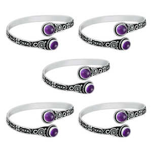 Nouveau Bracelet Améthyste Naturelle Plaqué Argent Style Bohème Design Géométrique Bijou en Cristal Violet pour Femme et Mère - Product Image 3