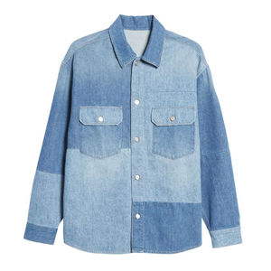 Camisa Casual de Mezclilla para Hombre, Manga Larga, Color Sólido, Diseño con Botones, Calidad Premium, Tela de Algodón Transpirable, Tallas Grandes - Product Image 1