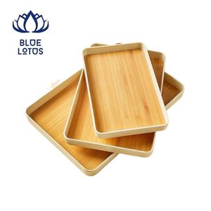 DISPONIBLE DÉS ORGANISATION : Plateau de service rectangulaire en bois écologique, plateau à thé et boissons tendance de qualité supérieure, planche de rangement – Vente directe - Product Image 1