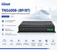 Switch Ethernet 2.5G EN50155 de 8 Puertos M12, No Administrado, Resistente IP40, PoE Opcional, SNMP, QoS, 40Gbs, Amplio Rango de Temperatura -40~75C, Red Industrial