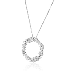 Collier pendentif cercle en diamant naturel taille princesse baguette 1,56 carats pour femme, plaqué or, idéal pour mariage, fiançailles, soirée, tendance - Product Image 4