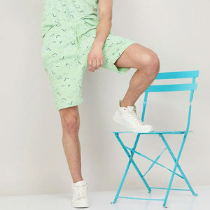 <b>Men's</b> Light <b>Green</b> Cartoon Print Bermuda <b>Shorts</b> Elastic Waist Casual Cotton <b>Shorts</b> with Pockets Breathable Style - Product Image 3
