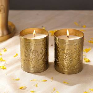 Bol à bougie en cuivre martelé fait main vintage avec couvercle, porte-bougie décoratif pour aromathérapie, article cadeau de luxe - Product Image 2