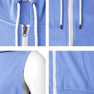 เสื้อฮู้ดแขนกุดผู้ชาย ซิปหน้า น้ำหนักเบา ผ้าฝ้าย 100% สีพื้น ผ้าเฟรนช์เทอร์รี่ สวมใส่สบาย ทรงเข้ารูป เหมาะสำหรับฤดูใบไม้ร่วง - Product Image 6