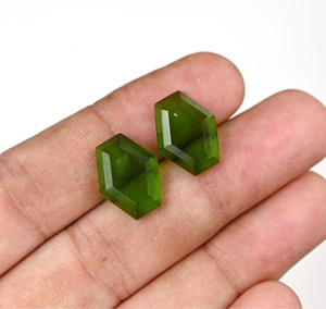 High Quality <b>Peridot</b> Quartz Hexagon Shape Step Cut High Polish 10x16mm Flatback Loose Cabochon Gemstone Jewelry Making Pendant - Product Image 3