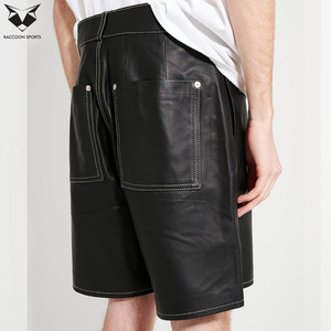 Pantalones Cortos de Lona Ecológica de Primera Calidad, Cómodos y de Corte Holgado para Hombre, con Detalles en Cuero PU, Estilo Urbano, Personalizables - Product Image 3