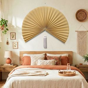 Hot Trend Bamboo <b>Wall</b> Fan <b>Hanging</b> – Large Handmade Natural <b>Boho</b> Vintage <b>Wall</b> Decor - Product Image 4