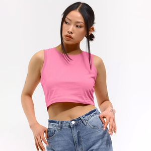Women's Pink 100% Cotton Crop Tank <b>Top</b> Baby Tank Y2K Streetwear Casual Fashion Fitted Crop <b>Top</b> Wholesale Custom Logo Design <b>Tops</b> - Product Image 1