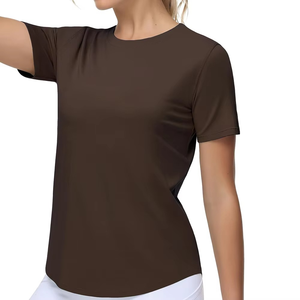 Camiseta Deportiva para Mujer, Tejido Suave de Alto Rendimiento, Absorbe el Sudor, para Yoga y Gimnasio, Logotipo Personalizado, Venta al Por Mayor - Product Image 3